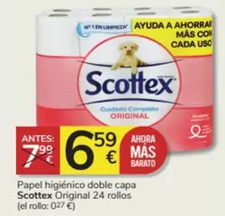 Oferta de Scottex - Papel Higiénico Doble Capa Original 24 Rollos por 6,59€ en Consum