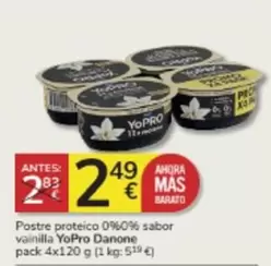 Oferta de Danone - Postre Proteico 0%0% Sabor Vainilla Yopro por 2,49€ en Consum