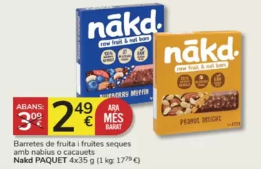 Oferta de Nakd - Barretes De Fruita I Fruites Seques Amb Nabius O Cacauets por 2,49€ en Consum