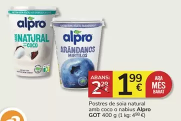 Oferta de Alpro - Postres De Soia Natural Amb Coco O Nabius por 1,99€ en Consum