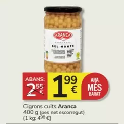 Oferta de Aranca - Cigrons Cuits por 1,99€ en Consum