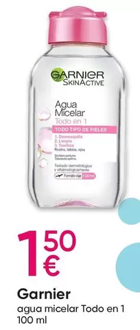 Oferta de Garnier - Agua Micelar Todo En 1 por 1,5€ en Pepco