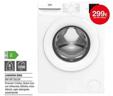 Oferta de Beko - Lavadora Btm Wft382zv por 299€ en Milar