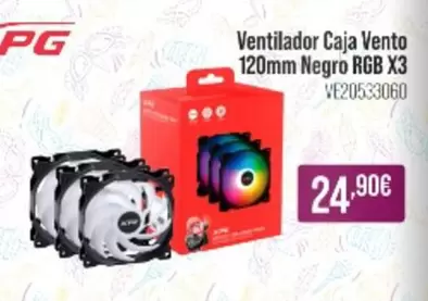 Oferta de Ventilador Caja Vento 120mm Negro RGB X3  por 24,9€ en MR Micro