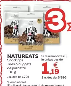 Oferta de Natureats - Snack Perro Tiras O Nuggets De Pollo por 1,79€ en Kiwoko