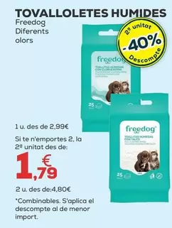 Oferta de Freedog - Toallitas Humedas por 2,99€ en Kiwoko