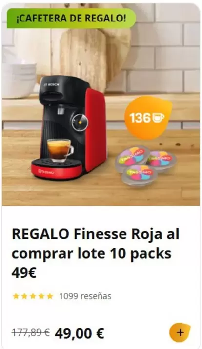 Oferta de Bosch - Regalo Finesse Roja Al Comprar Lote 10 Packs por 49€ en Tassimo