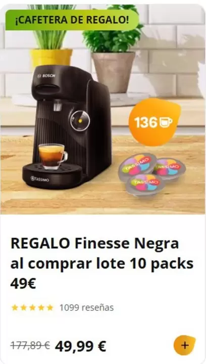 Oferta de Bosch - Cafetera por 49€ en Tassimo