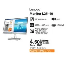 Oferta de Lenovo - Monitor L27i-40 en Orange