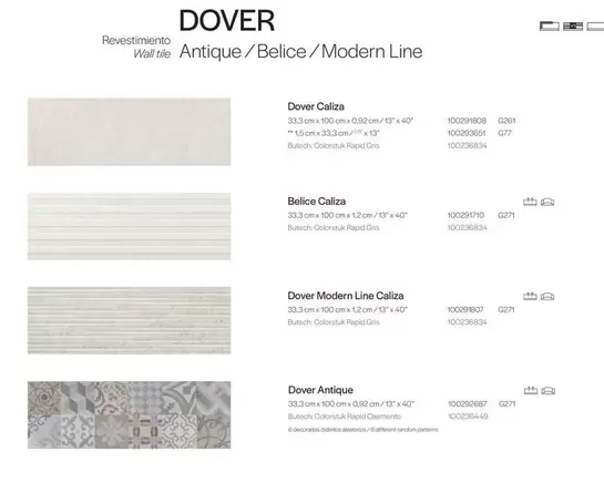 Oferta de Dover Revestimiento Antique /Belice / Modern Line en Porcelanosa