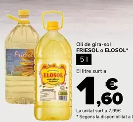 Oferta de Elosol - Oli De Gira-Sol por 7,99€ en Supeco