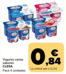 Oferta de Clesa - Yogures Varios Sabores por 0,84€ en Supeco