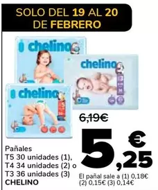 Oferta de Chelino - Pañales por 5,25€ en Supeco