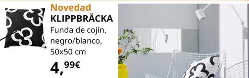 Oferta de Klippbracka - Funda De Cojín, Negro/Blanco, 50x50 Cm por 4,99€ en IKEA