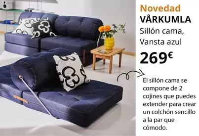 Oferta de Varkumla - Sillon Cama, Vansta Azul por 269€ en IKEA