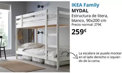 Oferta de Mydal - Estrructura De Litera, Blanco, 90x200 Cm por 259€ en IKEA