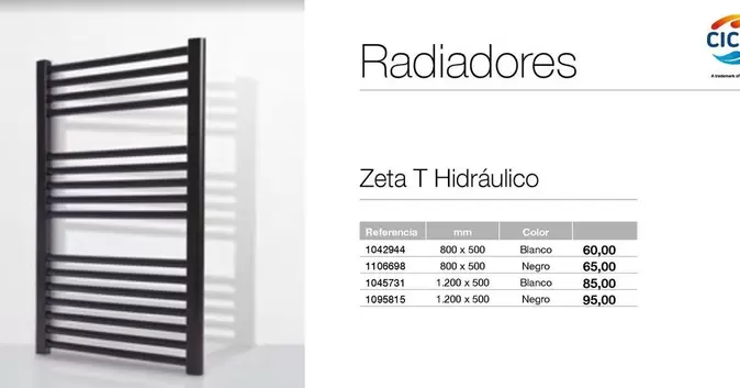 Oferta de Radiadores Zeta T Hidráulico  por 60€ en Distriplac