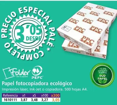 Oferta de Folder - Papel Fotocopiadora Ecológico por 3,05€ en Folder