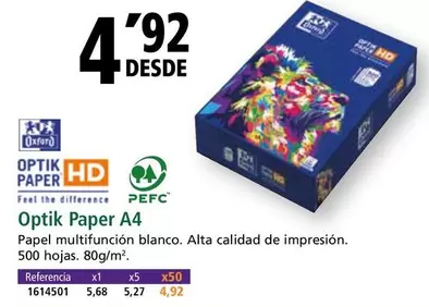 Oferta de Oxford - Optik Paper A4 por 4,92€ en Folder