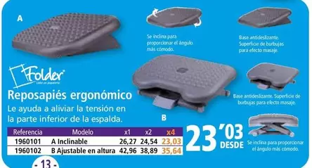 Oferta de Folder - Reposapiés Ergonomico por 23,03€ en Folder