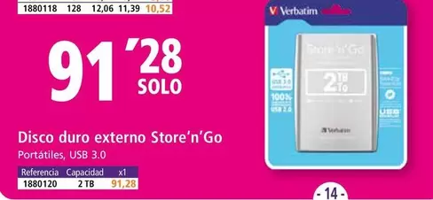 Oferta de Disco Duro Externo Store'n'go por 91,28€ en Folder