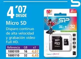 Oferta de Micro Sd por 4,07€ en Folder