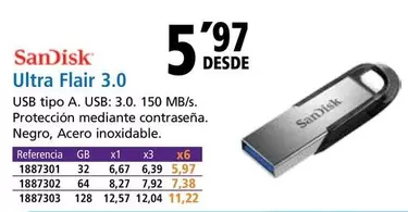 Oferta de Sandisk -  Ultra Flair 3.0 por 5,97€ en Folder