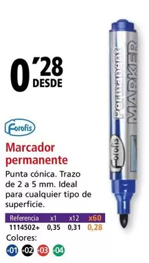 Oferta de Forofis - Marcador Permanente por 0,28€ en Folder