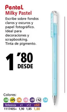 Oferta de Pentel - Milky Pastel por 1,8€ en Folder