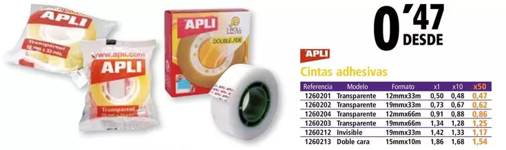 Oferta de Apli - Cintas Adhesivas por 0,47€ en Folder