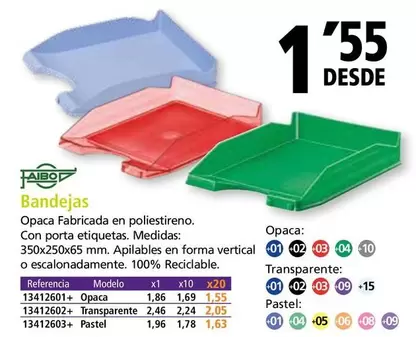 Oferta de Faibo - Bandejas  por 1,55€ en Folder