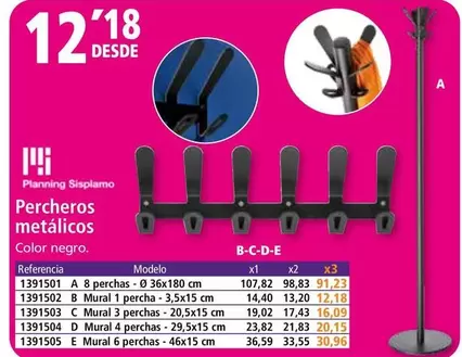 Oferta de Percheros Metálicos por 12,18€ en Folder