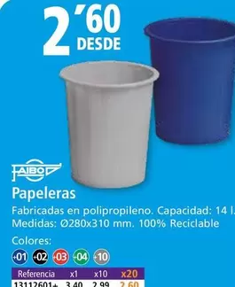 Oferta de Faibo - Papeleras por 2,6€ en Folder