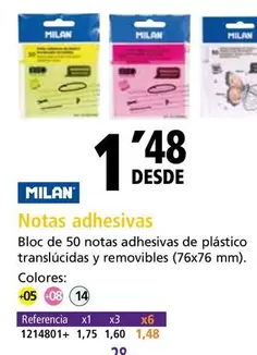 Oferta de Milán - Notas Adhesivas por 1,48€ en Folder