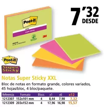 Oferta de Post-It - Notas Super Sticky XXL por 7,32€ en Folder