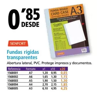 Oferta de Senfort - Fundas Rigidas Transparentes por 0,85€ en Folder