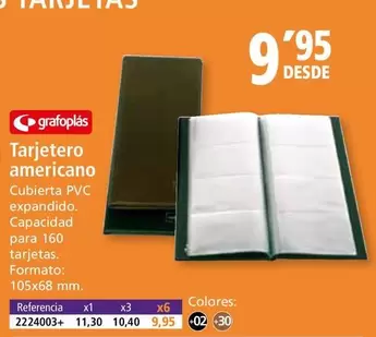 Oferta de Grafoplas - Tarjetero Americano por 9,95€ en Folder