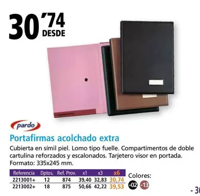 Oferta de Pardo - Portafirmas Acolchado Extra por 30,74€ en Folder