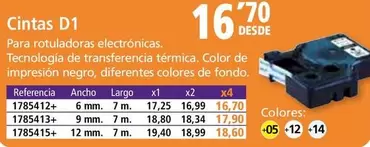 Oferta de Cintas D1 por 16,7€ en Folder