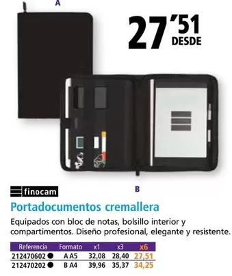 Oferta de Finocam - Portadocumentos Cremallera por 27,51€ en Folder