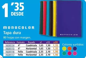 Oferta de Monocolor - Tapa Dura por 1,35€ en Folder