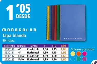 Oferta de Monocolor - Tapa Blanda por 1,05€ en Folder