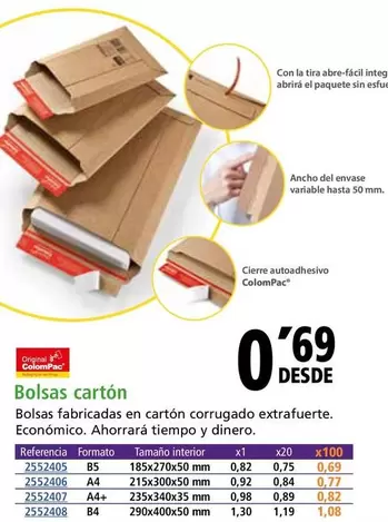 Oferta de Bolsas Carton por 0,69€ en Folder