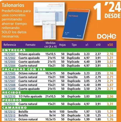 Oferta de Talonarios por 1,24€ en Folder