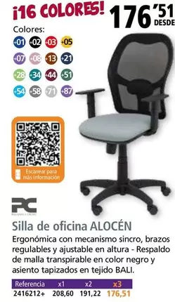 Oferta de Piqyeras Y Crespo - Silla De Oficina Alocen  por 176,51€ en Folder