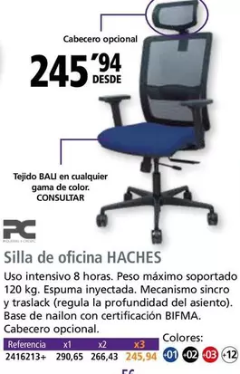 Oferta de Silla De Oficina Haches por 245,94€ en Folder