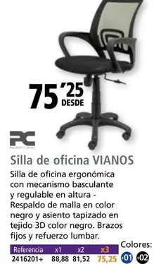 Oferta de Silla De Oficina Vianos por 75,25€ en Folder