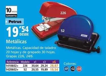 Oferta de Petrus - Metálicas  por 19,54€ en Folder