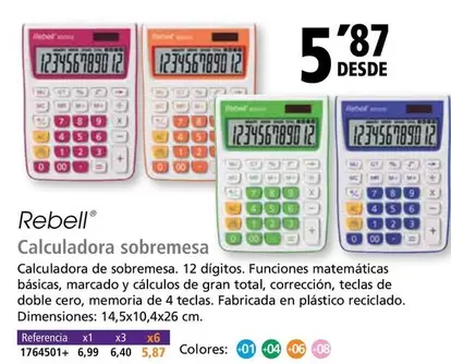 Oferta de Rebell - Calculadora Sobremesa  por 5,87€ en Folder