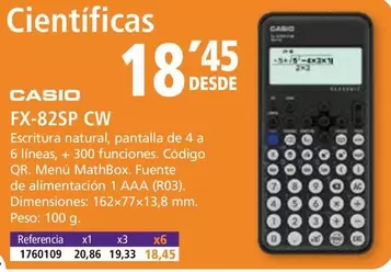 Oferta de Casio - Cientificas  por 18,45€ en Folder